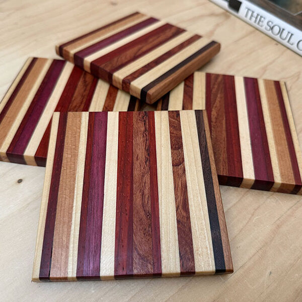 Hand Made Square Coaster Created From Various Hardwoods.