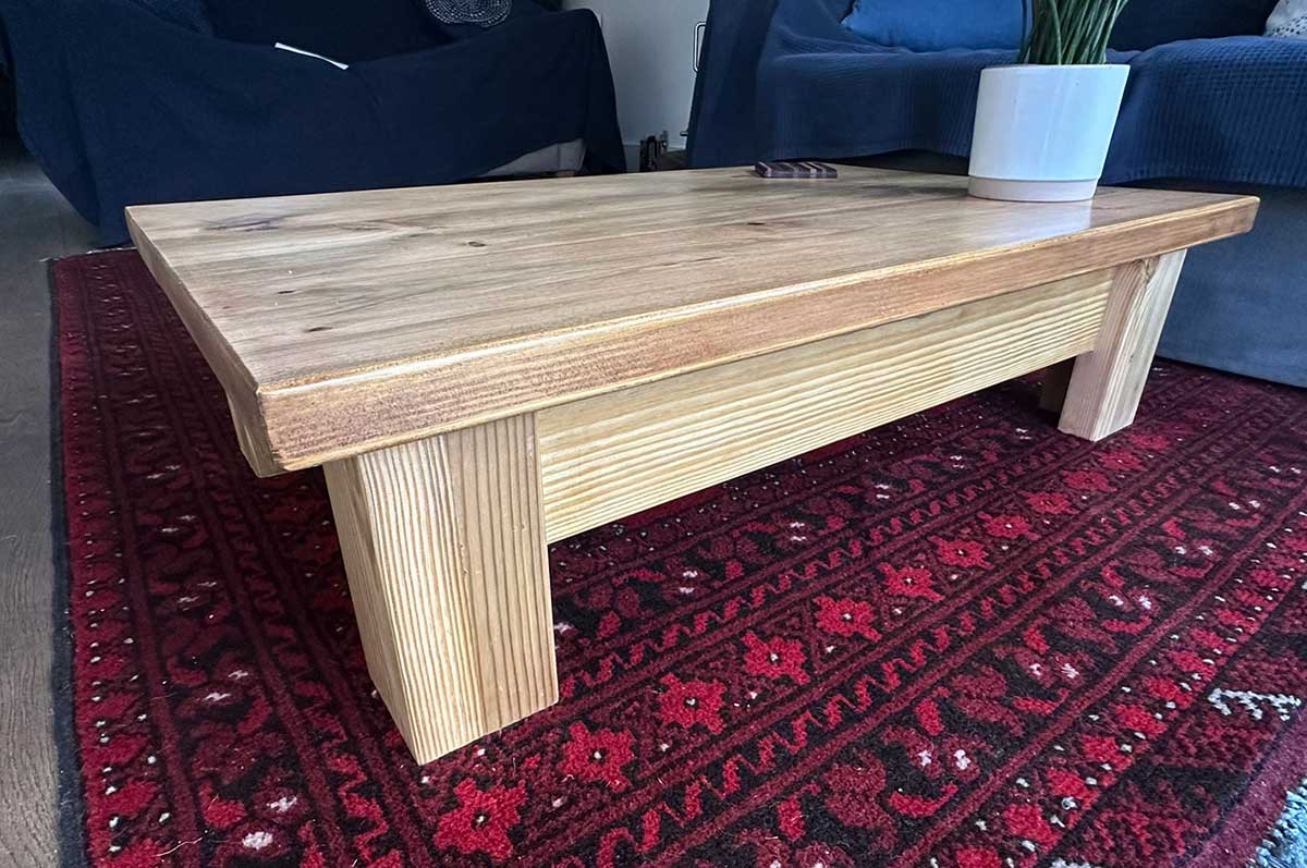 low level pine coffee table